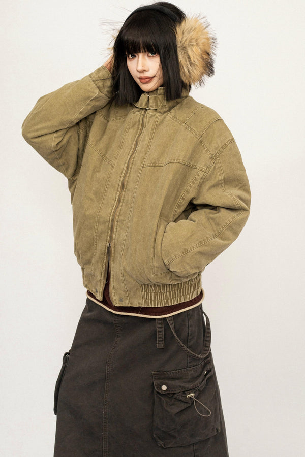 Retro Fur Collar Cotton Jacket