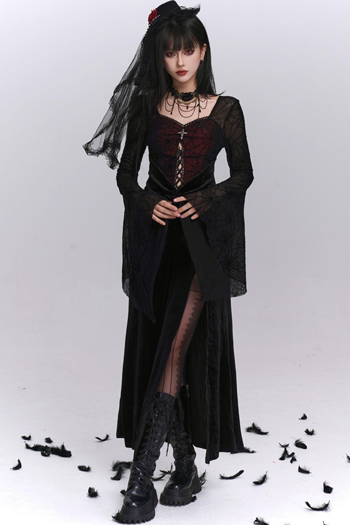 Sexy Gothic Flared Sleeve Dress