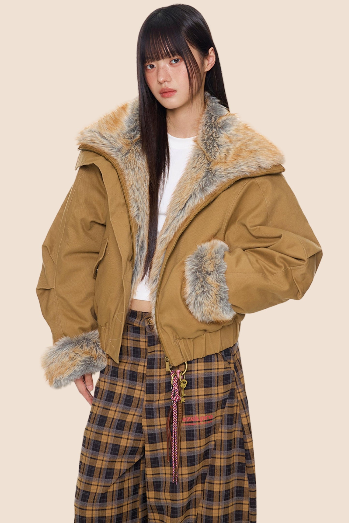 Furry Lapel Cotton Jacket