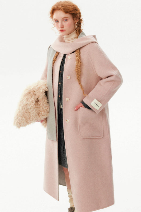 Silk Wool Reversible Scarf Coat