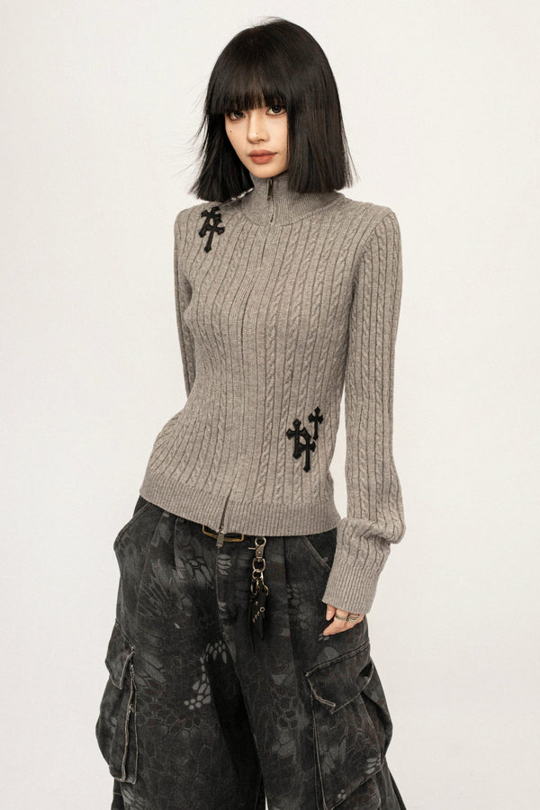 Retro Embroidered Knit Cardigan