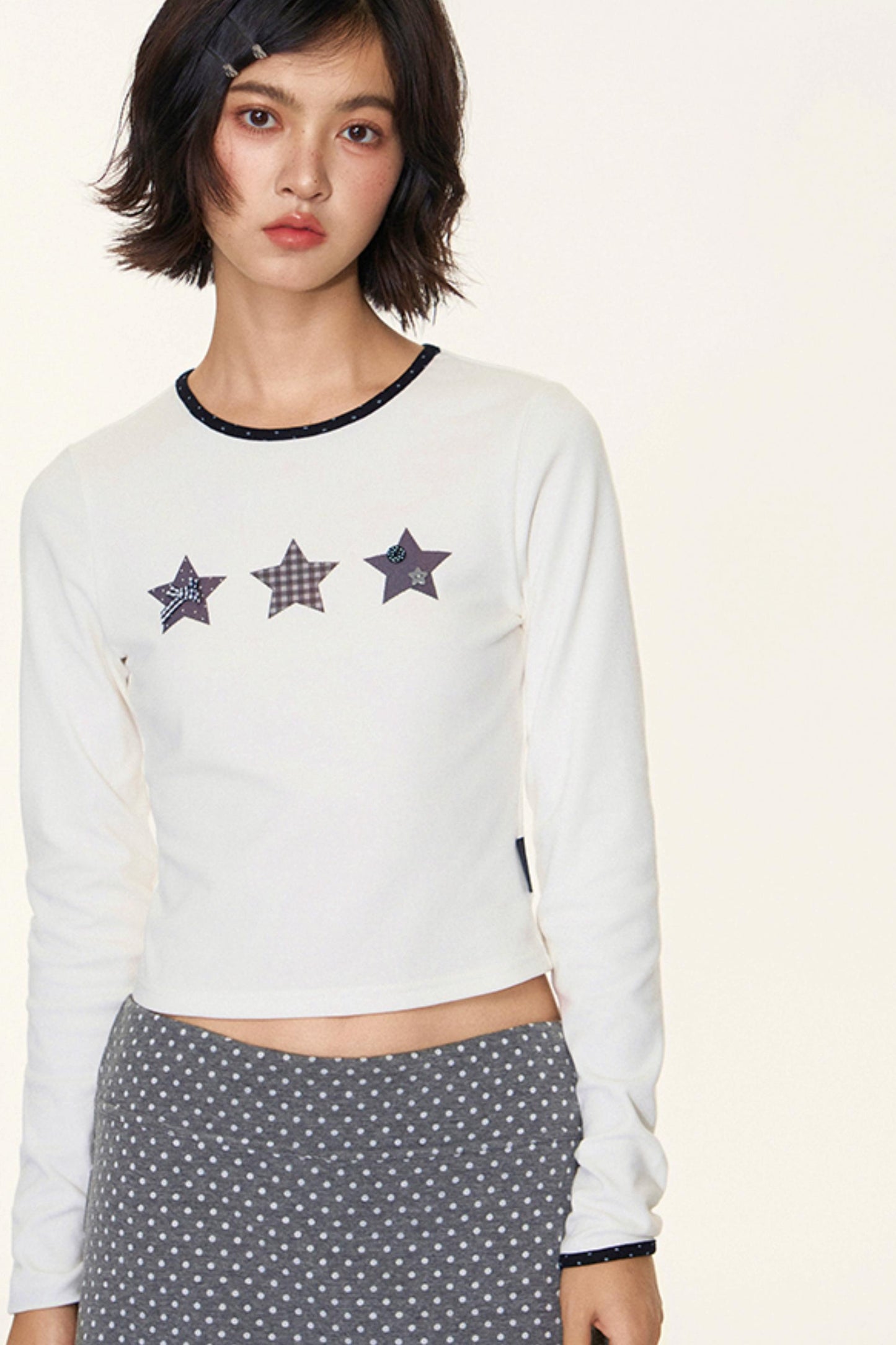 Star Contrast Long Sleeve Top