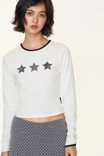 Star Contrast Long Sleeve Top