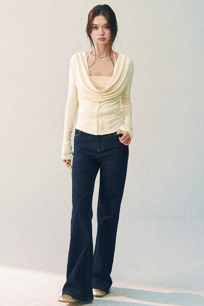 Sequined Swing-Collar Top