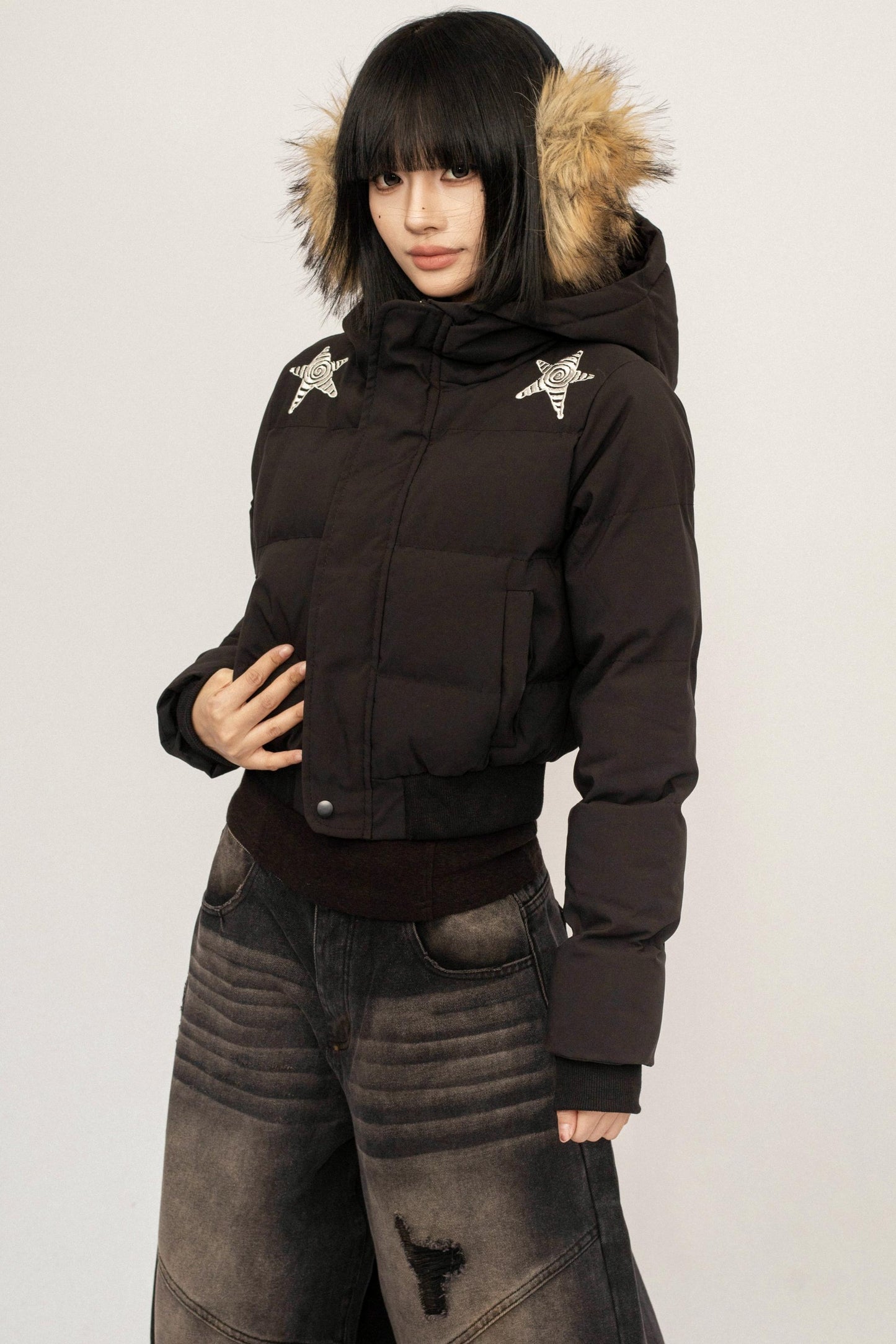 Retro Black Hooded Jacket