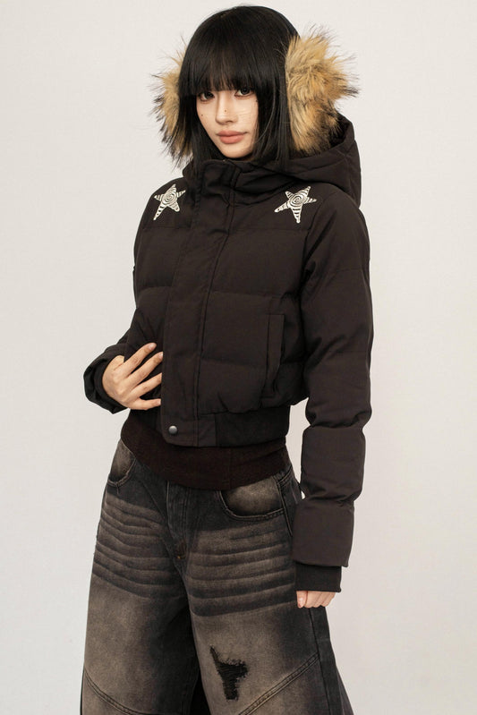 Retro Black Hooded Jacket