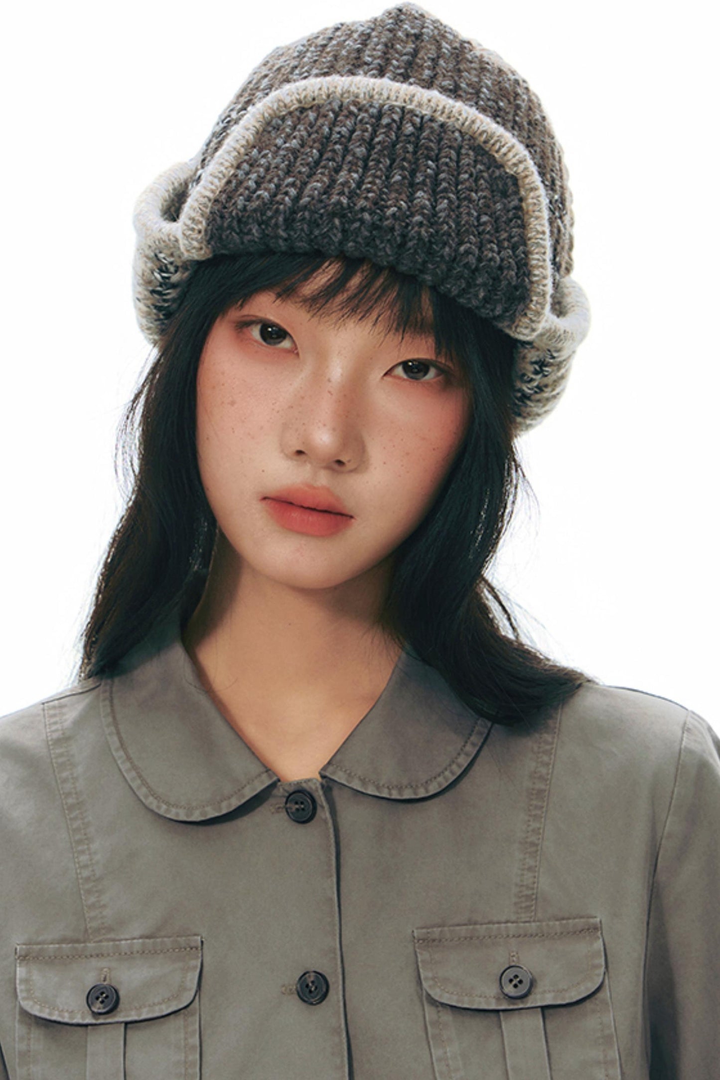 Distressed Doll Collar Cargo Coat