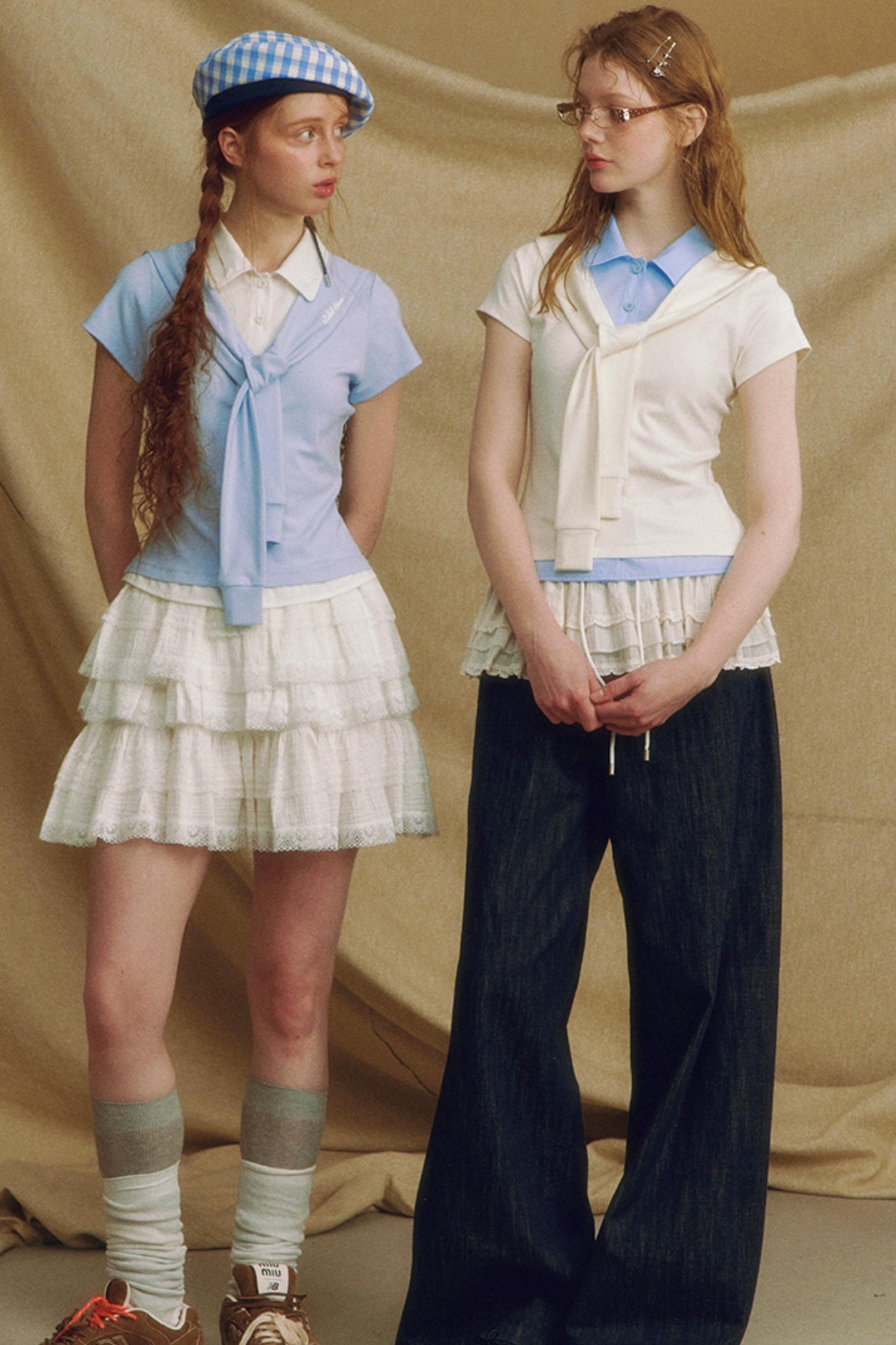 Navy Color Clash Shawl Tee