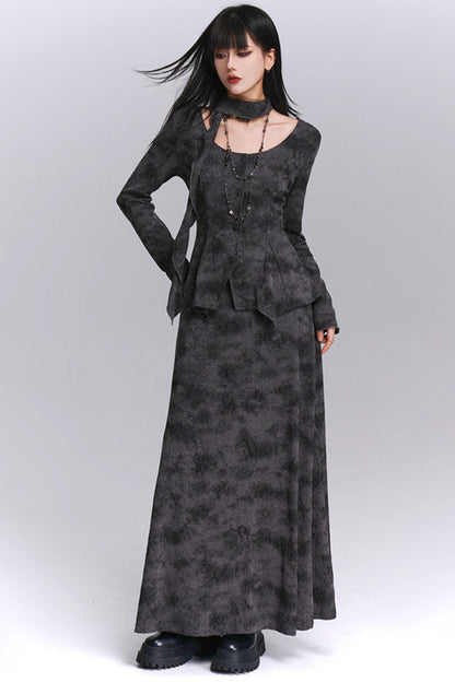 Good-Looking Noble Gray Skirt Set-Up