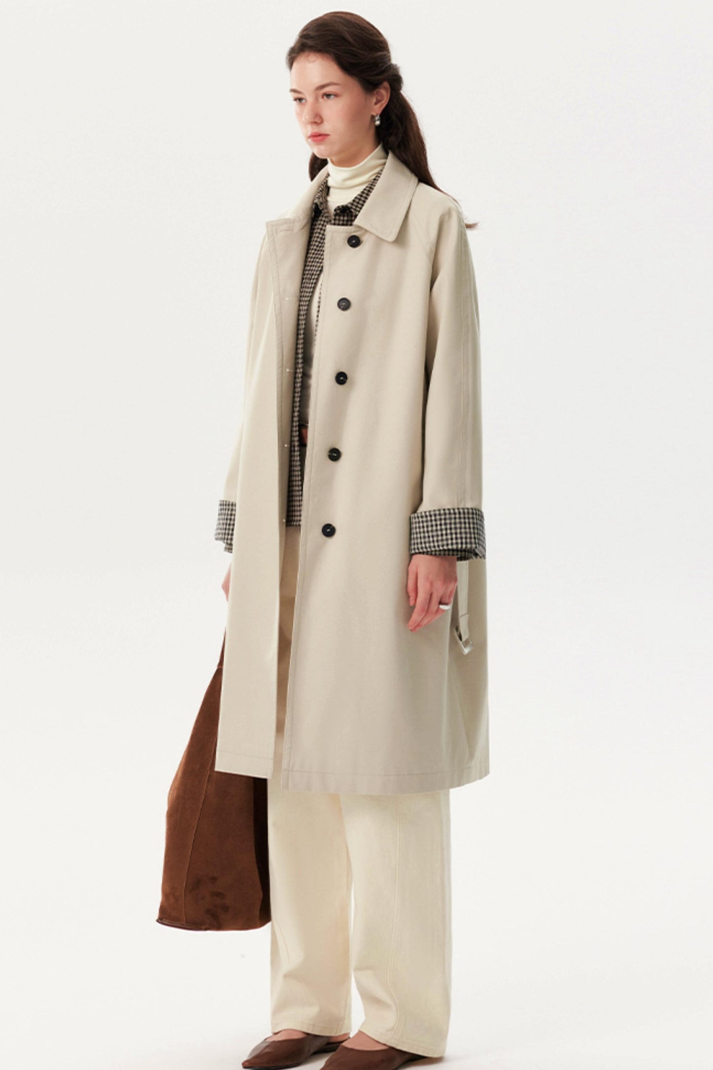 Nordic Plaid Trench Coat