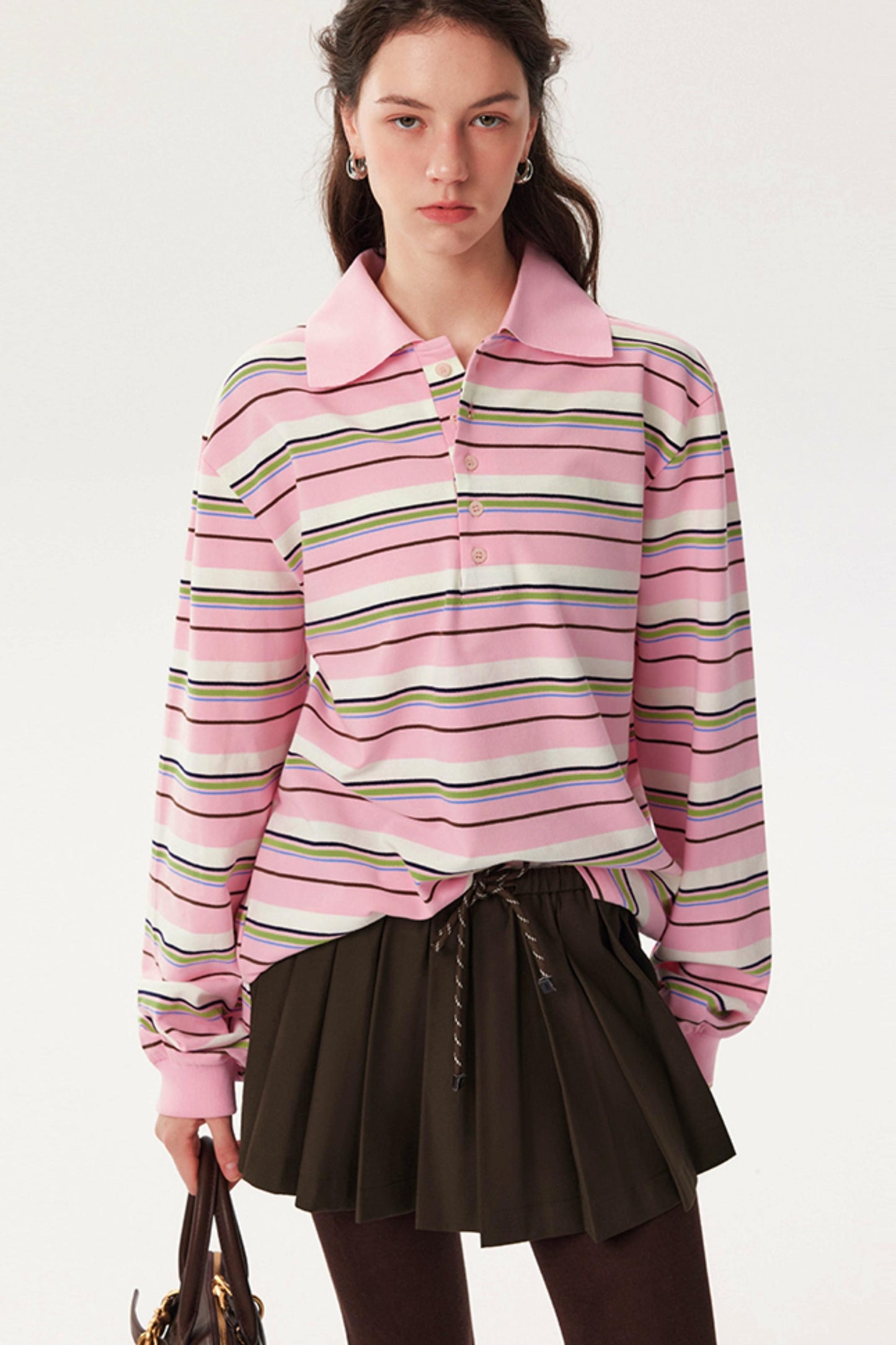 Autumn Texture Long-Sleeved Polo Shirt