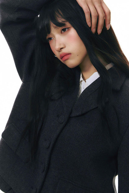 Original Ruffled Woolen Suit Jacket Set-Up