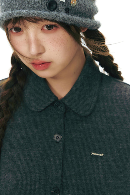 Ruffled Knitted Gray Texture Top