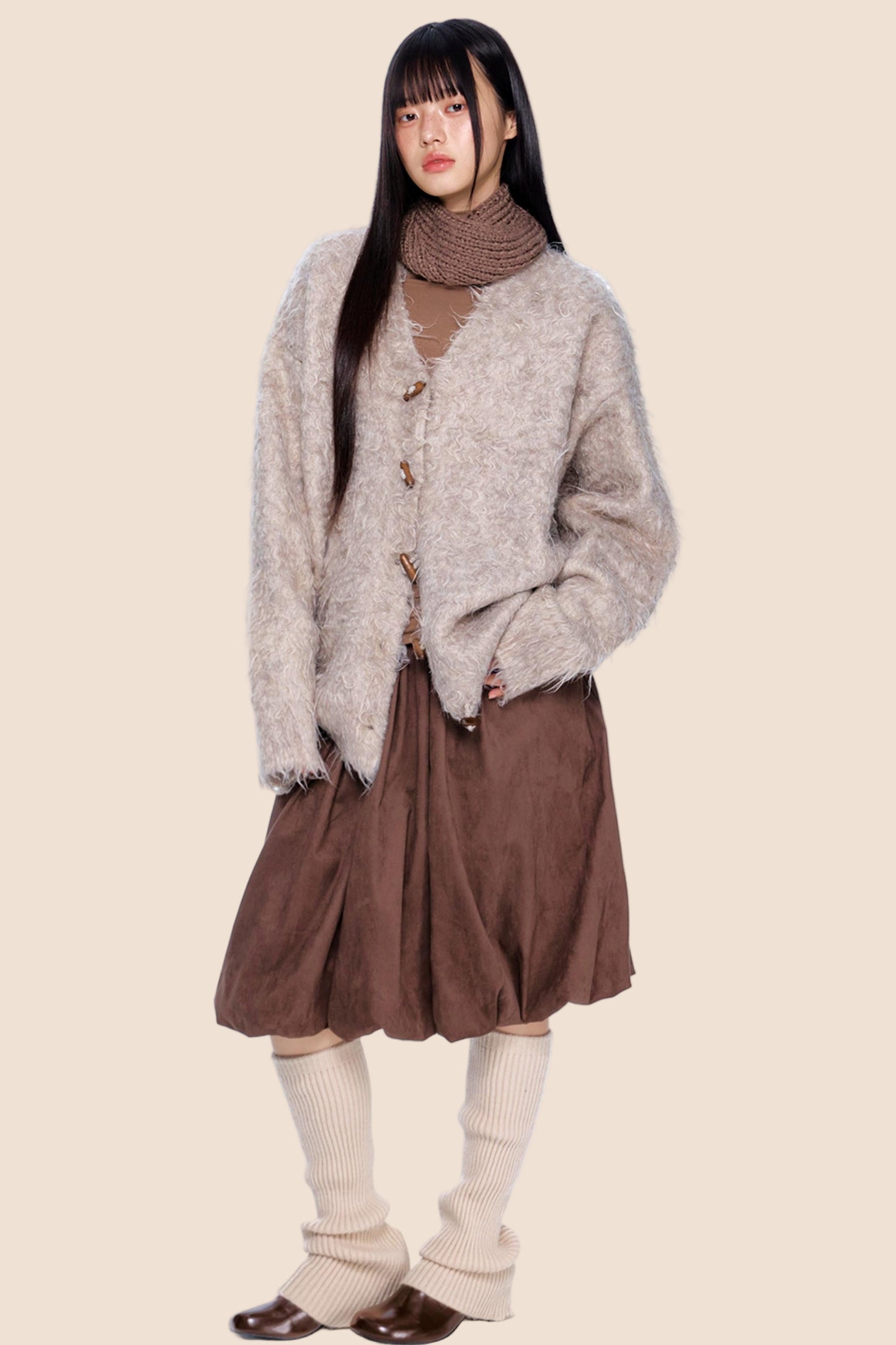 Retro Brushed Knit Cardigan