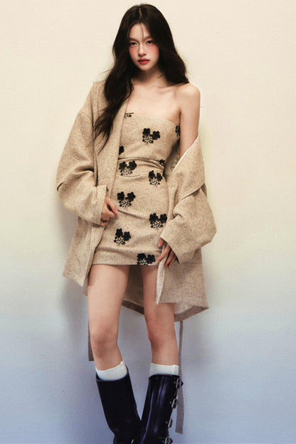 Apricot Woolen Coat Set-Up