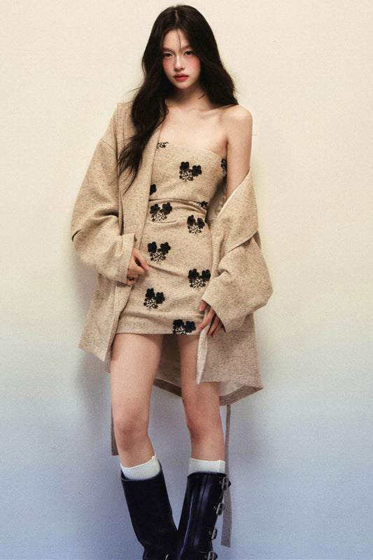 Apricot Woolen Coat Set-Up