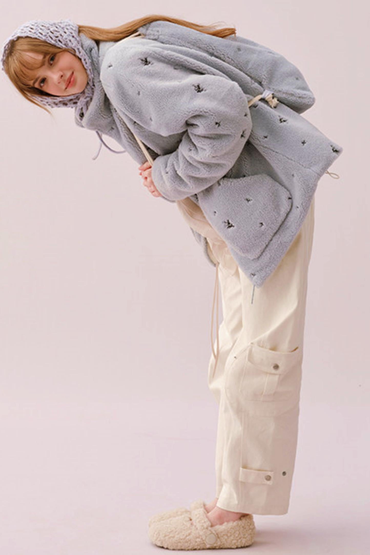 Soft Velvet Floral Backpack