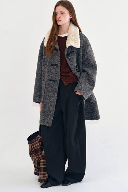 Snowflake Wool Fur Collar Coat