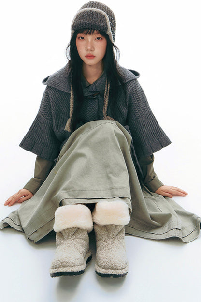 Vintage Horn Button Hooded Coat