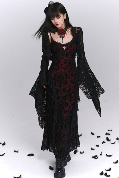 Gothic Black Camisole Dress Set-Up