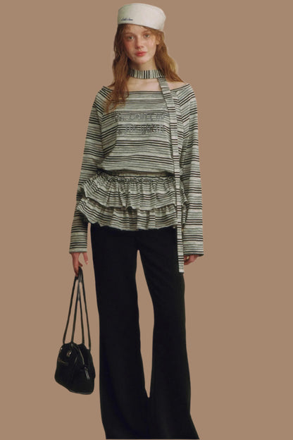 Chic Black Lace-Trimmed Wide Leg Pants