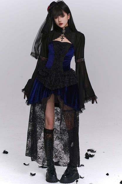 Stunning Blue Gothic Camisole Dress Set-Up