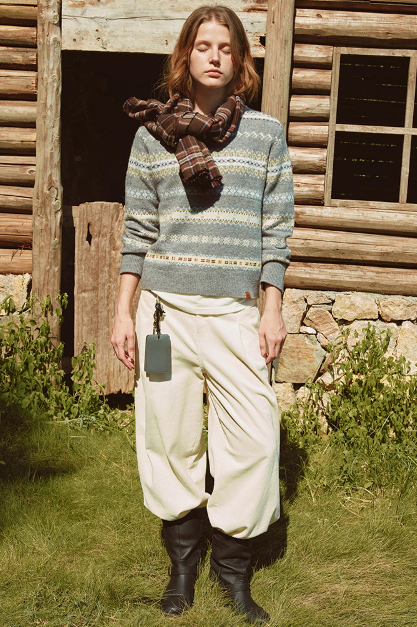 Color-Blocked Fair Isle Wool Sweater