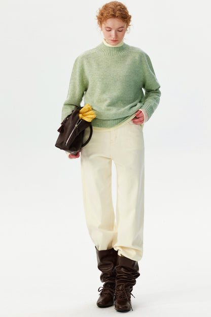 White Velvet Straight-Leg Pants