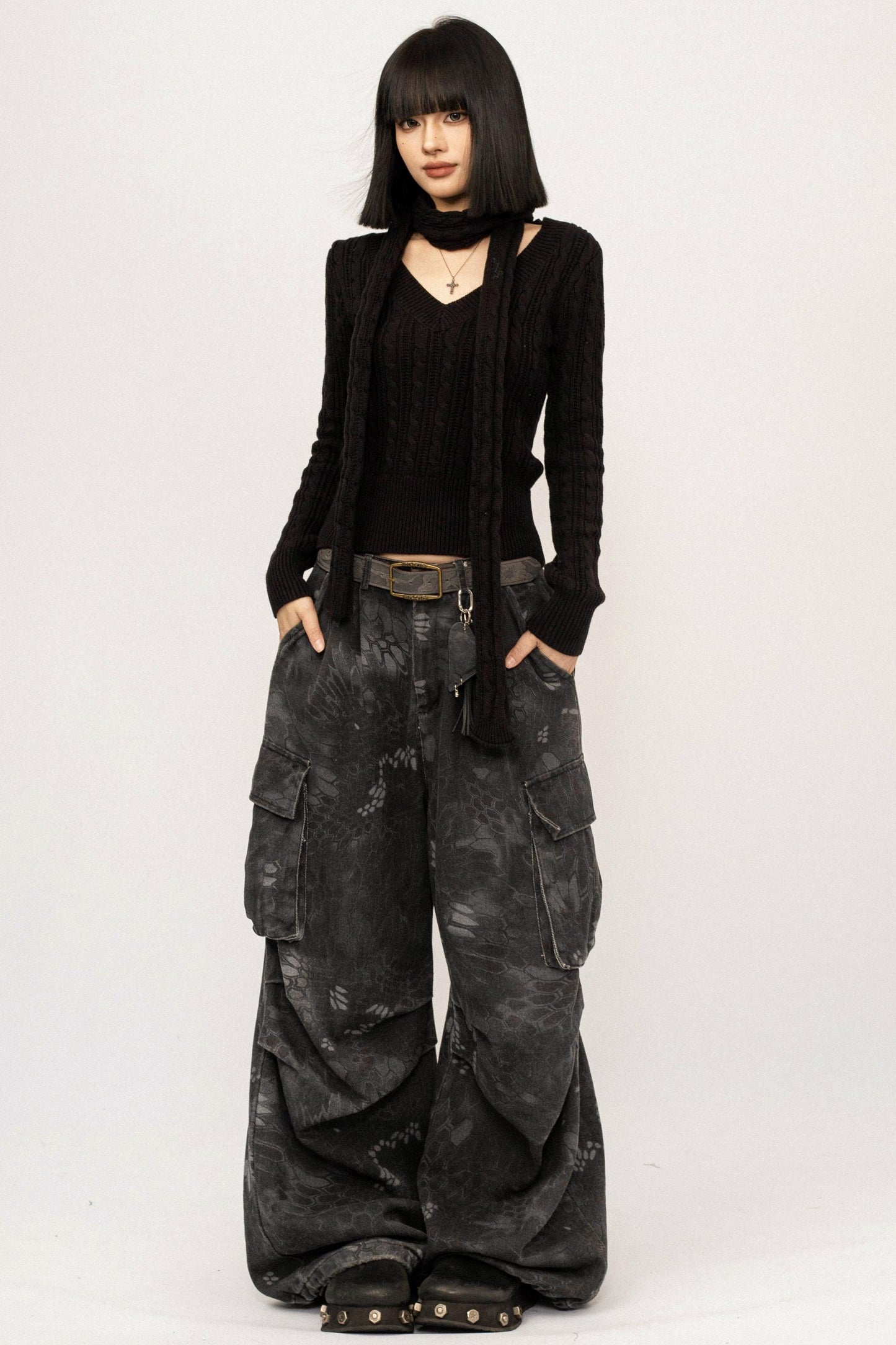 Black Ribbon Knit Top