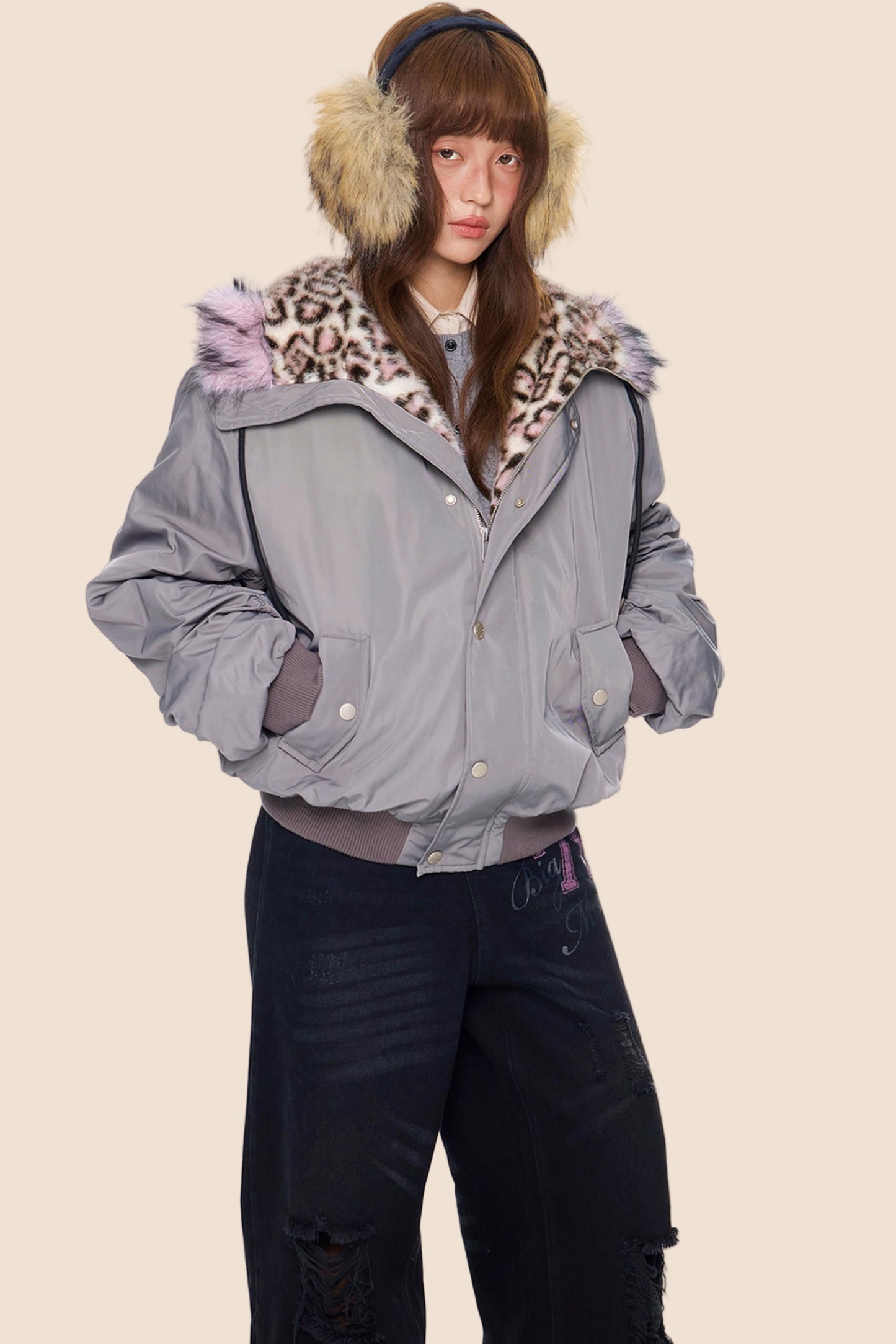 Leopard Print Hooded Jacket