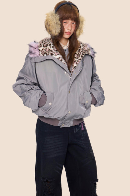 Leopard Print Hooded Jacket