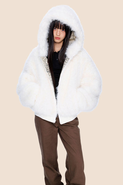 Reversible Leopard Hooded Jacket