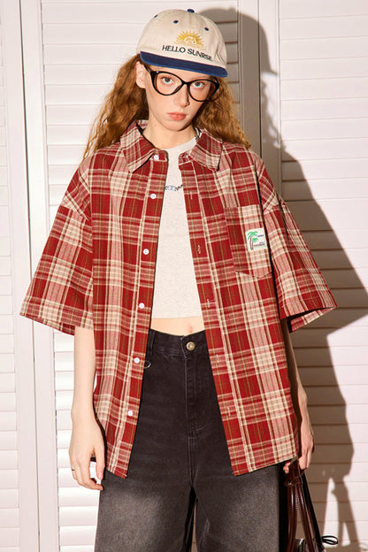 Retro Plaid Short-Sleeve Shirt