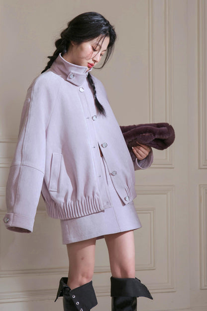 Stand-Up Velvet Chenille Jacket Set