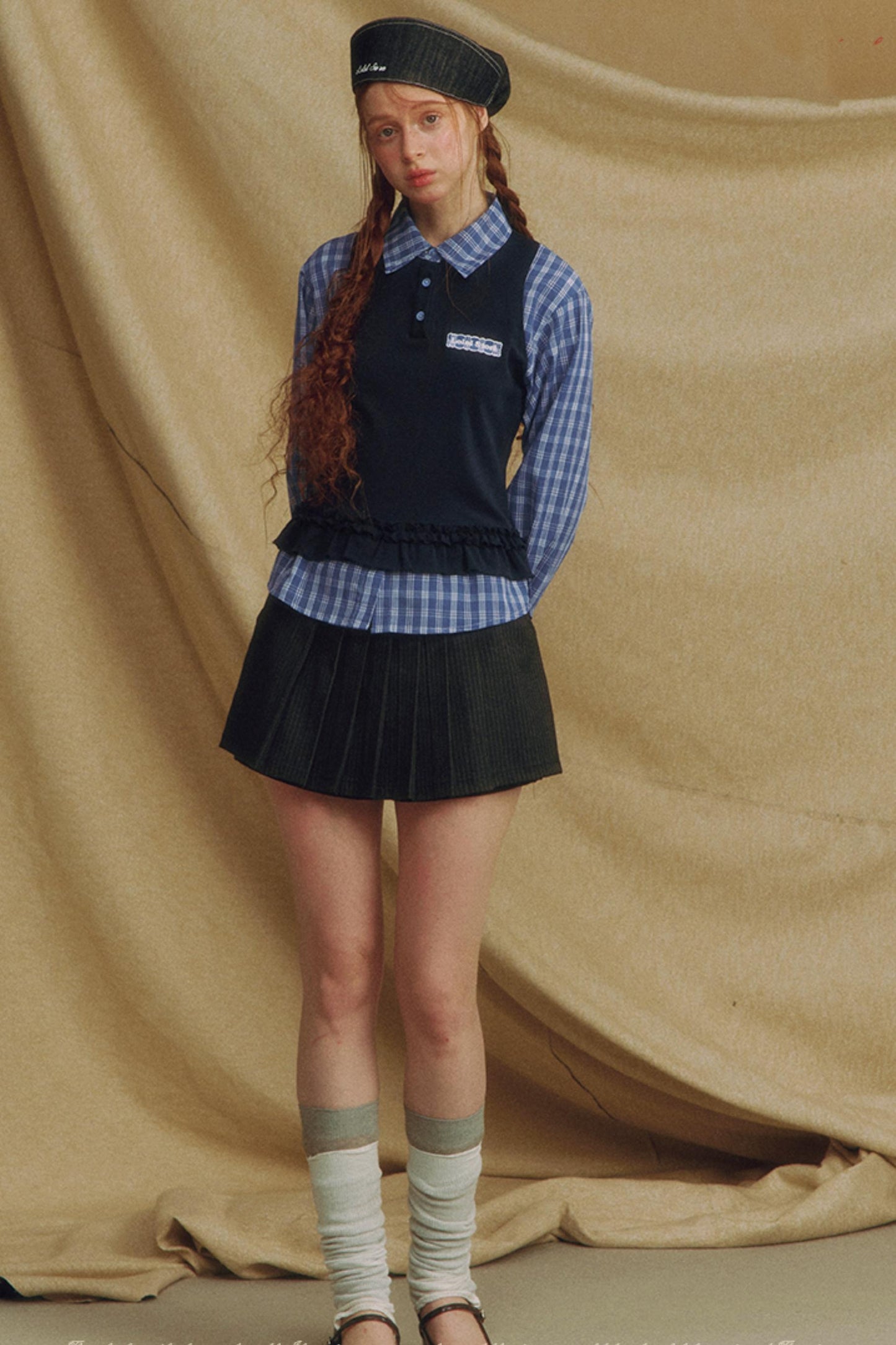 Chic Plaid Lace Layered Top