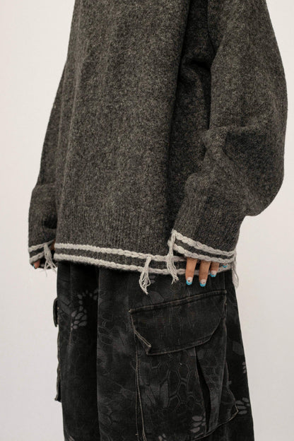 Retro Gray Knitwear Sweater