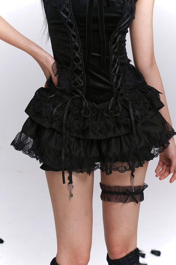 Black Puffy Black Culotte Set-Up