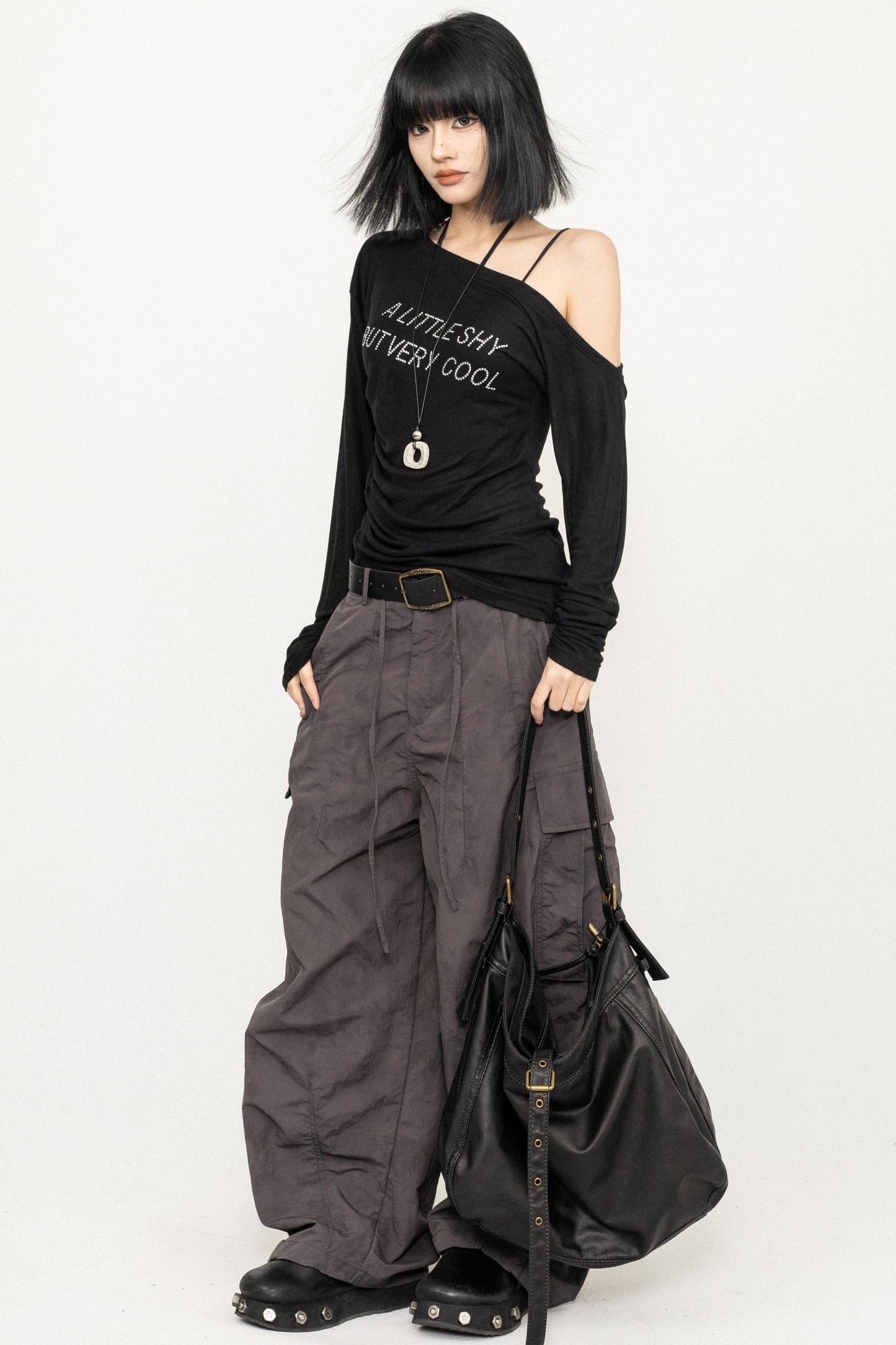 Slim Fit Black Off-Shoulder Blouse