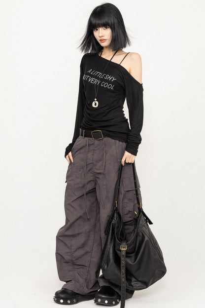 Slim Fit Black Off-Shoulder Blouse