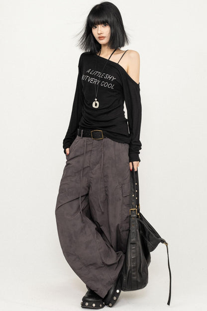 Slim Fit Black Off-Shoulder Blouse