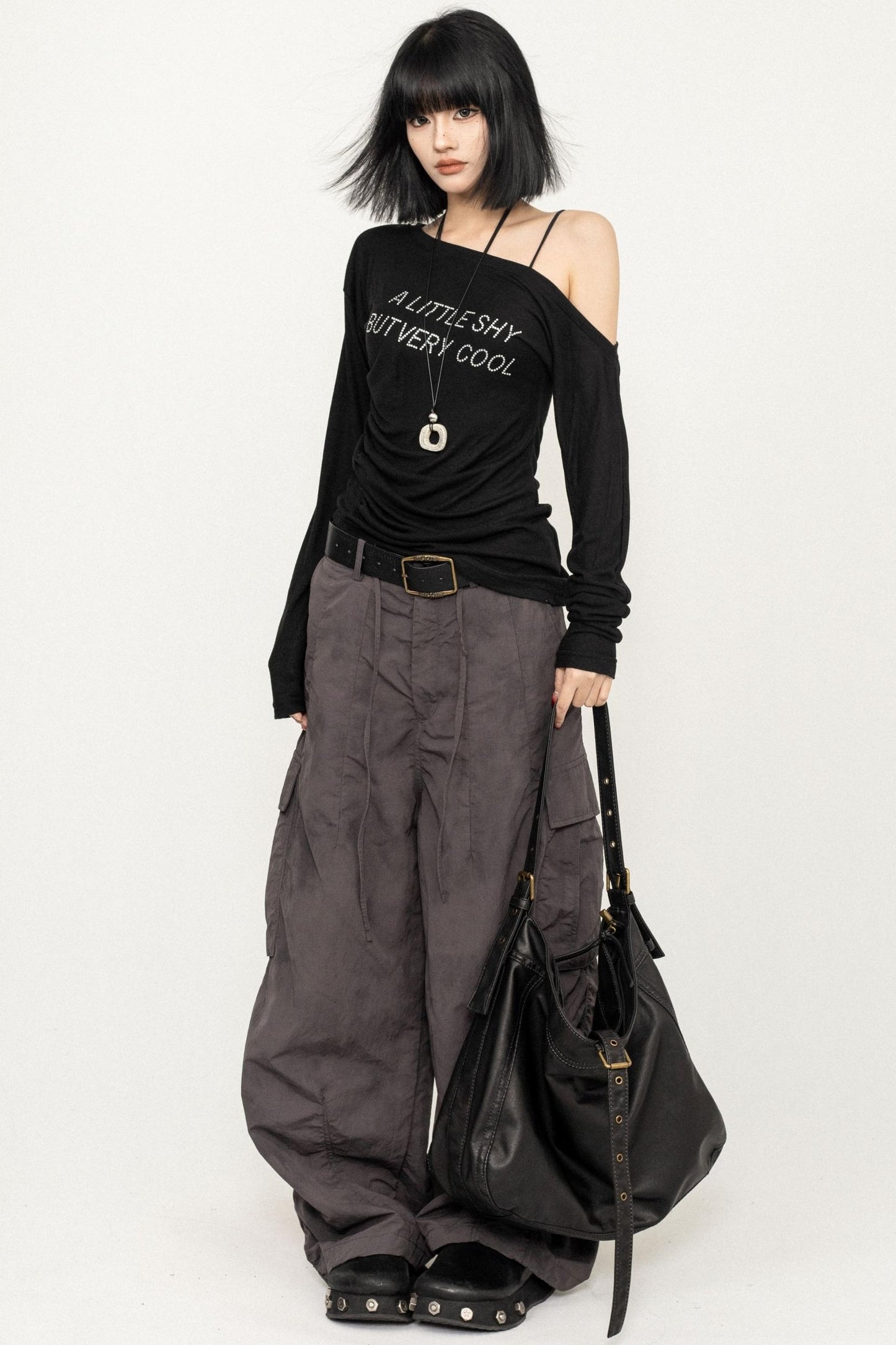 Slim Fit Black Off-Shoulder Blouse