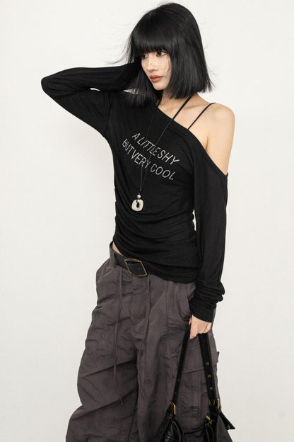 Slim Fit Black Off-Shoulder Blouse