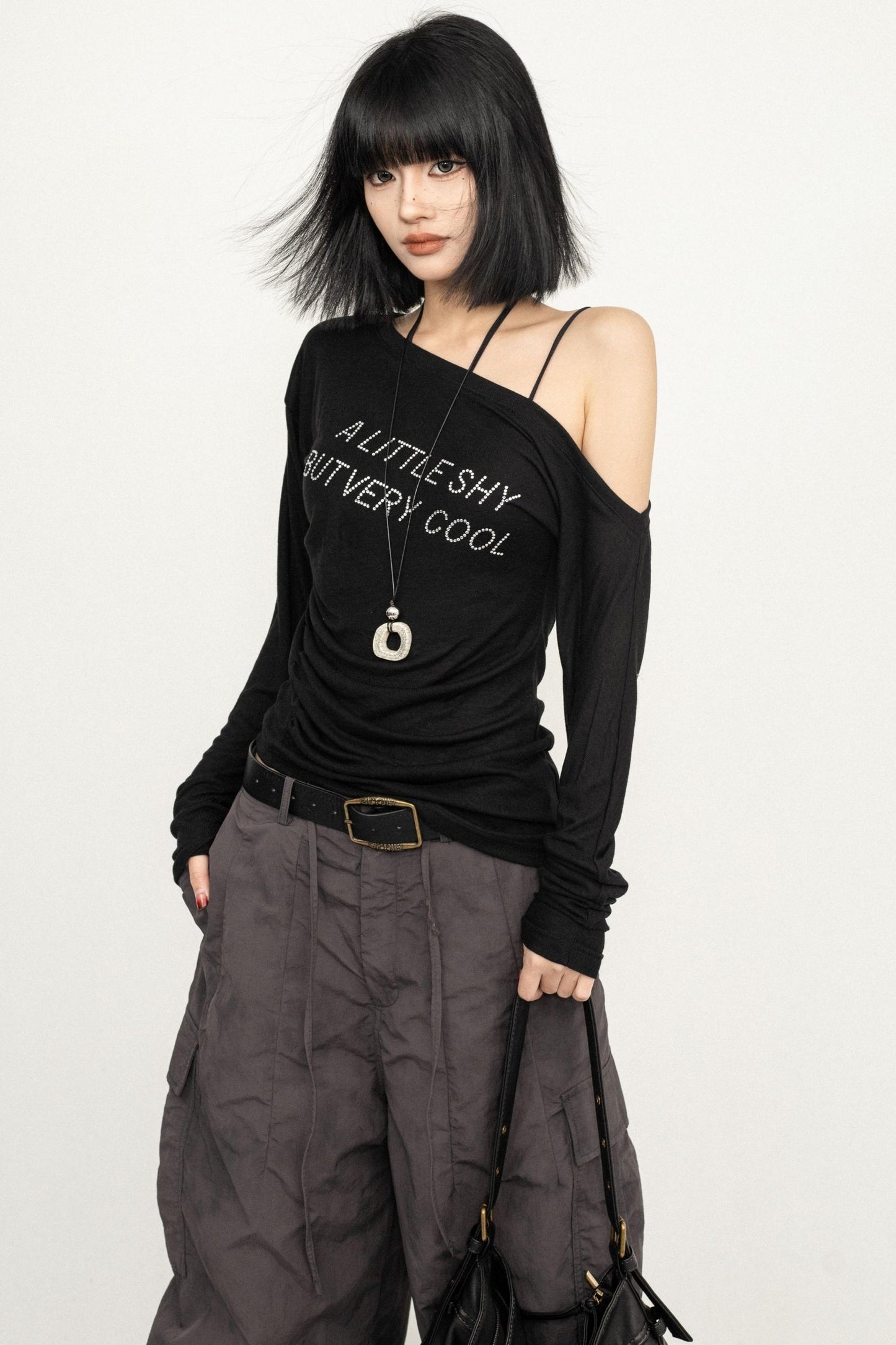 Slim Fit Black Off-Shoulder Blouse