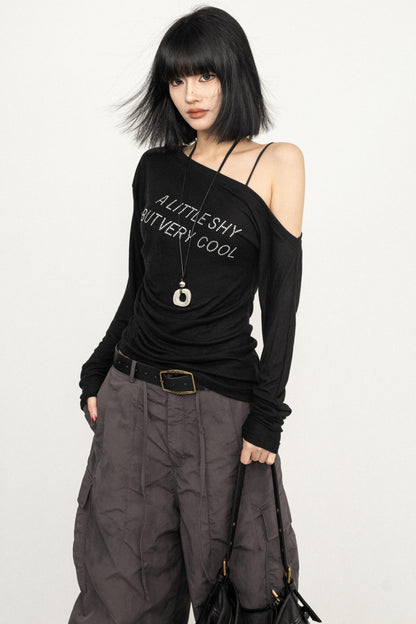 Slim Fit Black Off-Shoulder Blouse