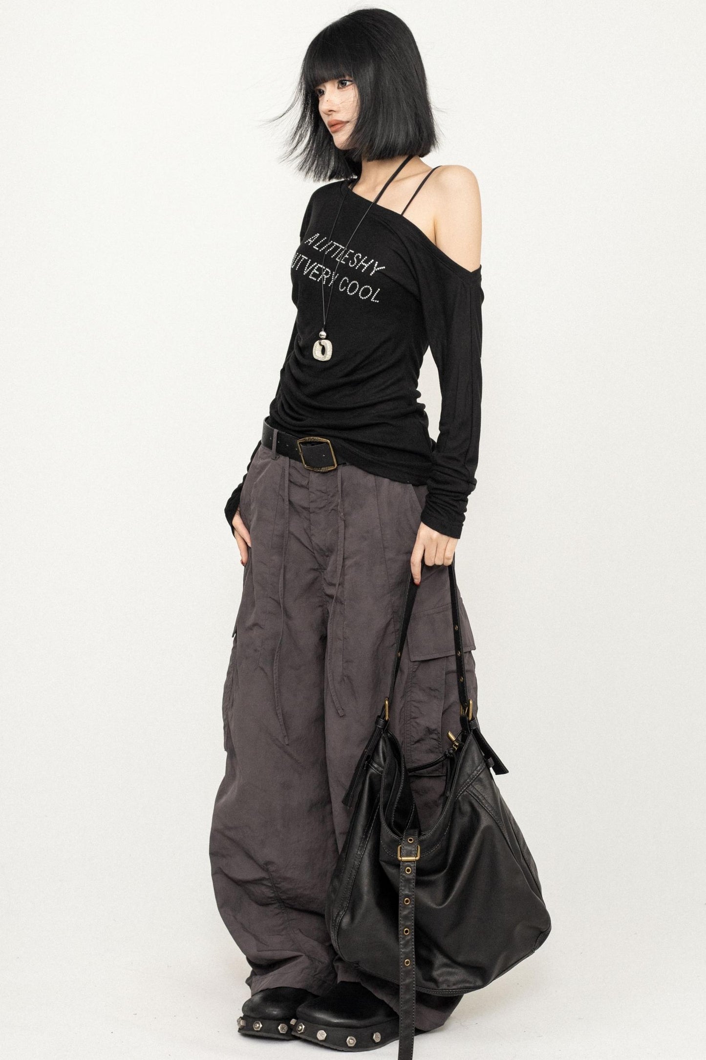 Slim Fit Black Off-Shoulder Blouse