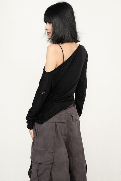 Slim Fit Black Off-Shoulder Blouse