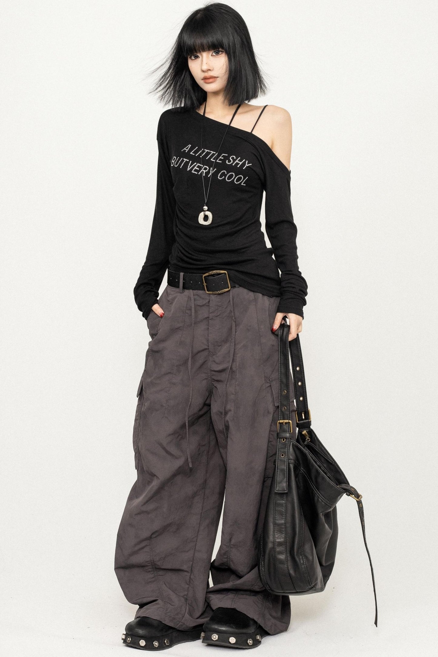 Slim Fit Black Off-Shoulder Blouse