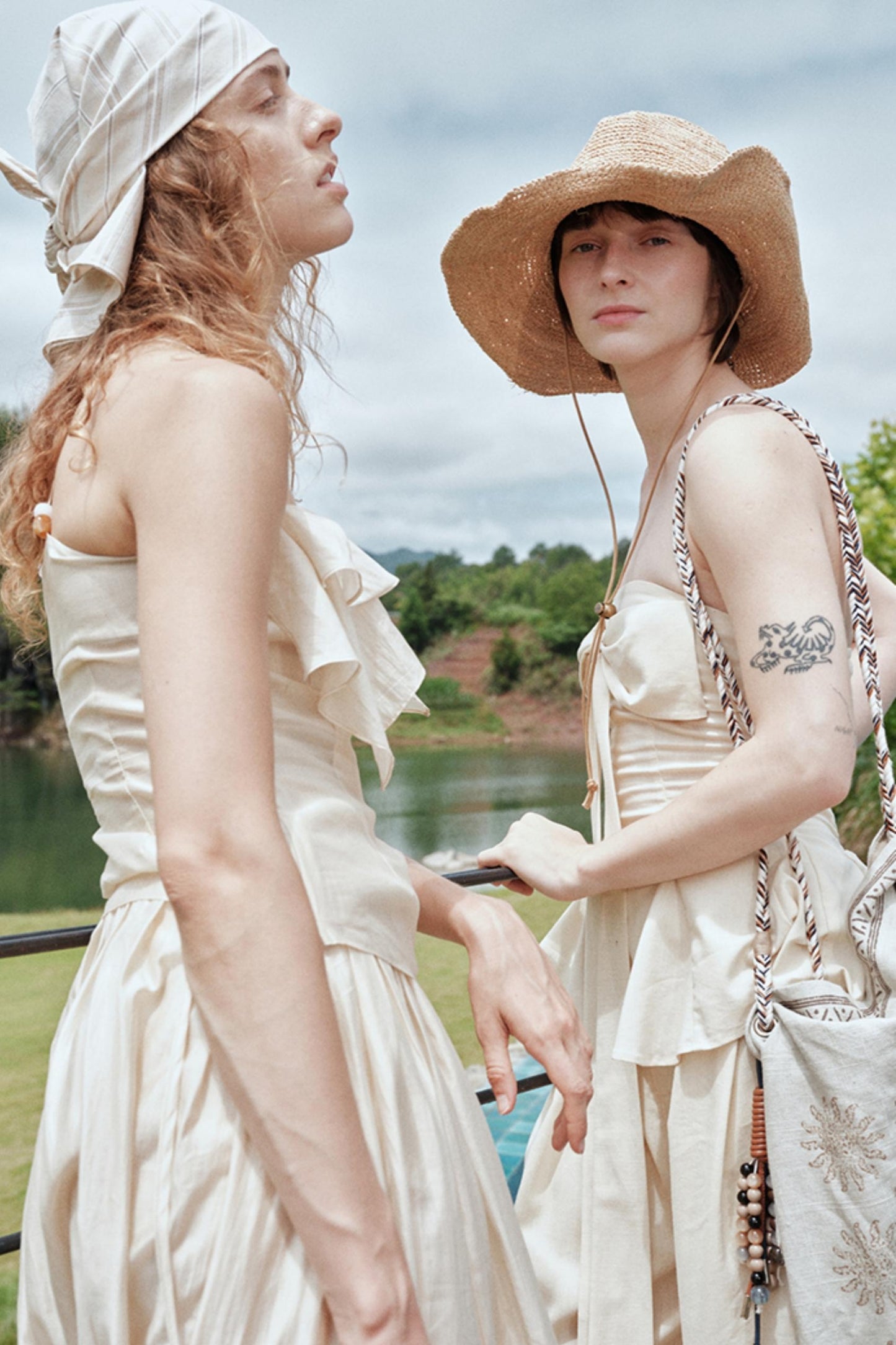 Eternal River Bandeau Top Wide-Leg Trousers Set-Up