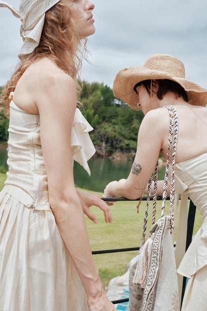 Eternal River Bandeau Top Wide-Leg Trousers Set-Up