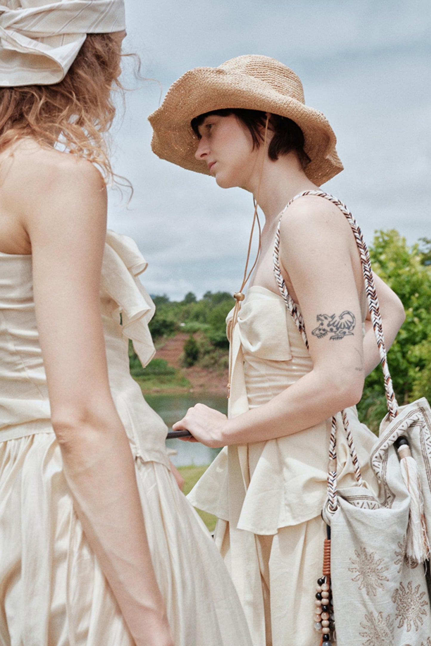 Eternal River Bandeau Top Wide-Leg Trousers Set-Up